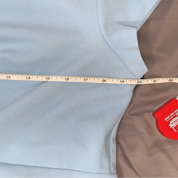 ✨NWT✨ Adrianna Papell DRAPED AND PLEATED CREPE SHORT DRESS IN BLUE MIST - Picture 11 of 13